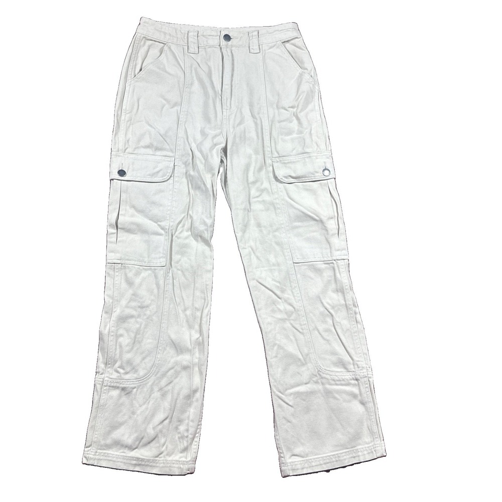 Billabong Pants Women's Sz 27 Fits 29x28 Ivory Cargo Jeans Cotton